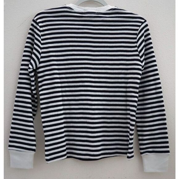 Polo Ralph Lauren Boy's Sz M (10-12) Cream/Navy Striped Waffle-Knit L/S Shirt - Picture 2 of 7